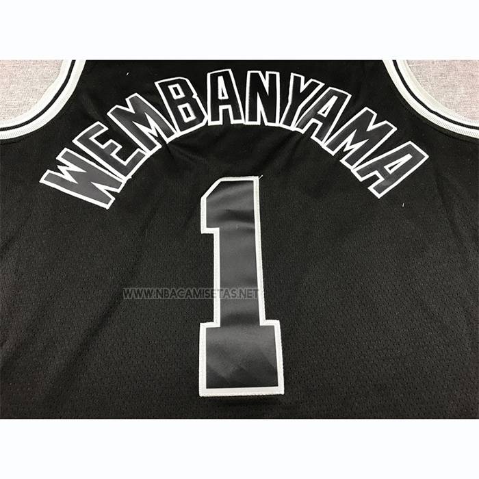 Camiseta San Antonio Spurs Victor Wembanyama NO 1 Classic 2022-23 Negro